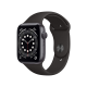 Apple Watch Series 6 (GPS, 44mm) Space Grey Aluminium with Sports Band - Black